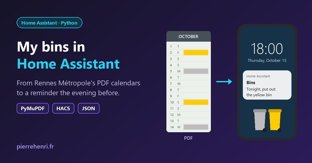 My bins in Home Assistant: from a PDF calendar to a notification
