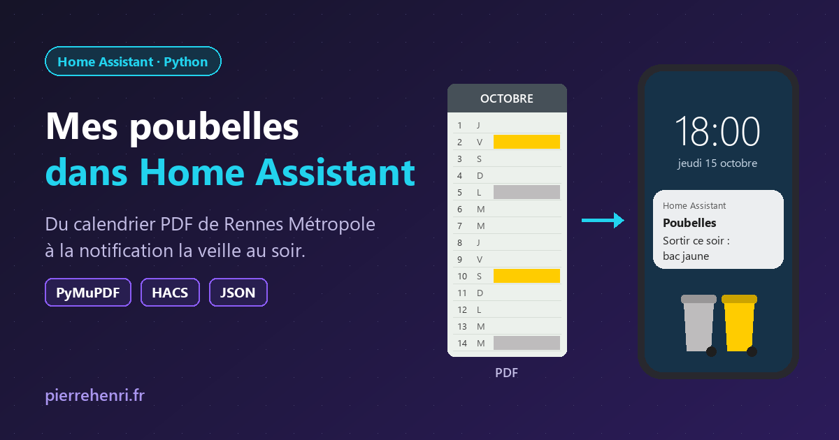 Mes poubelles dans Home Assistant : du calendrier PDF à la notification