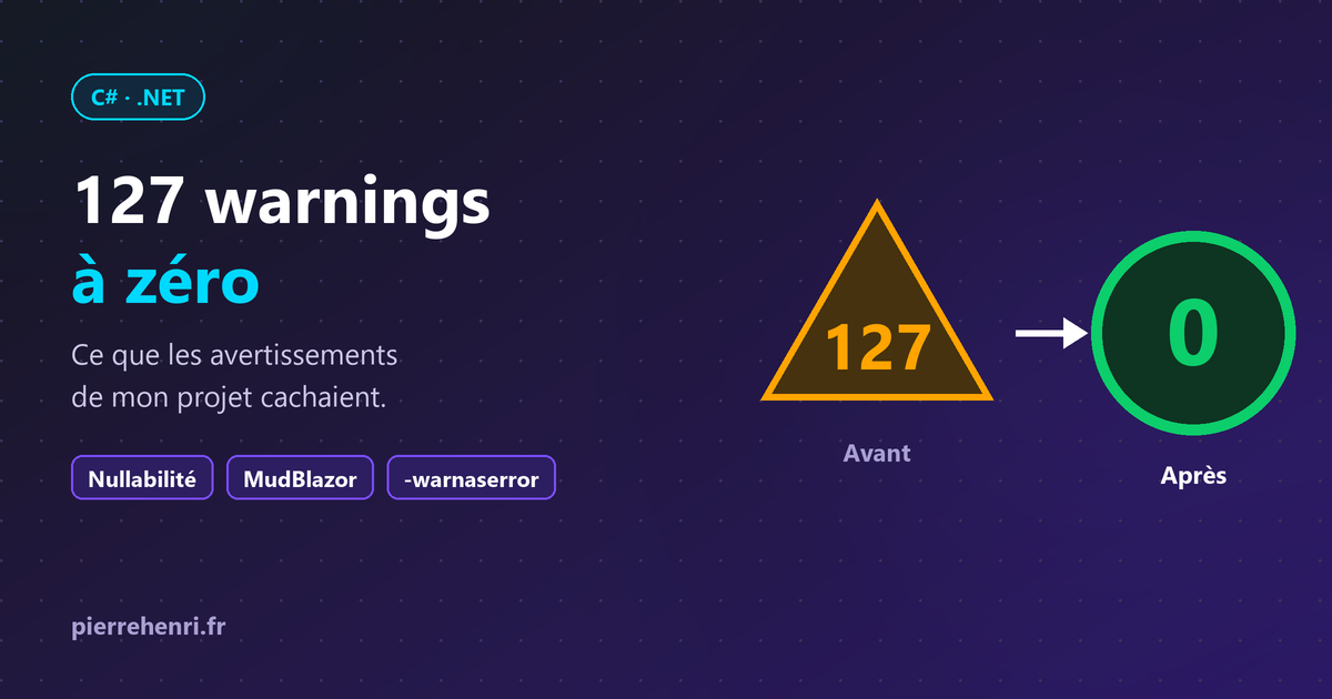 De 127 warnings à zéro : ce que les avertissements de mon projet .NET cachaient